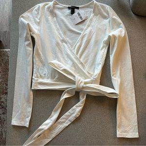 Forever 21 Faux Wrap Long Sleeve Top